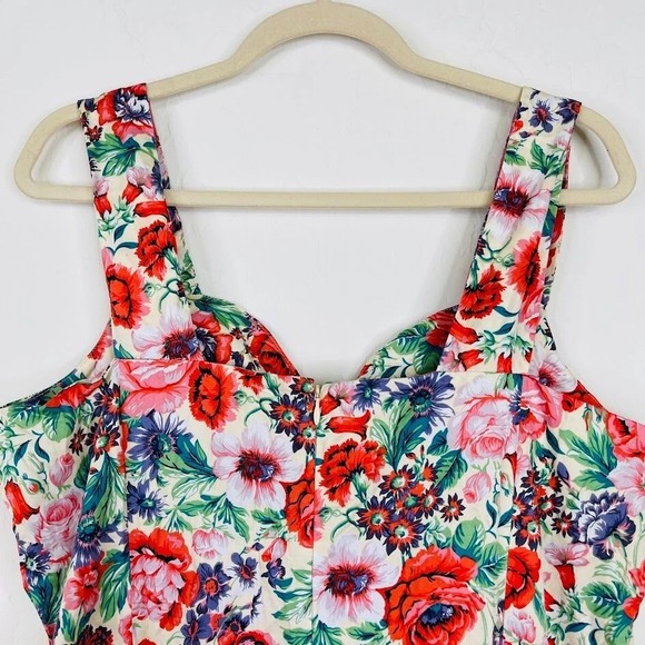J Peterman Floral Print Feminine Tank Sundress Cotton Coquette Boho Pink Size 16 - Picture 6 of 11
